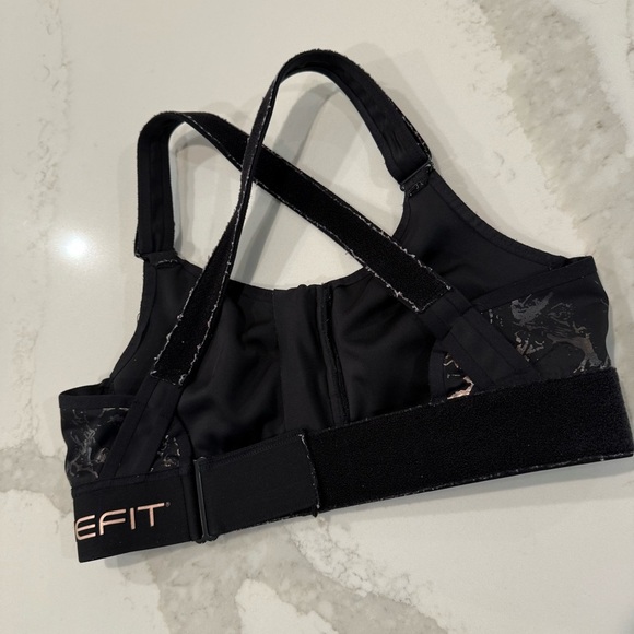 Shefit Flex FrontZip SportsBra Womens Small Black/Silver Marble Print Adjustable - Picture 4 of 7